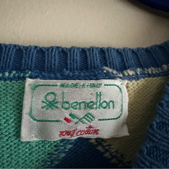 Vintage 80s Benetton Argyle Pattern Sweater - Picture 4 of 6